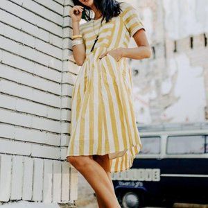 Daffodil Striped Dress in Mustard